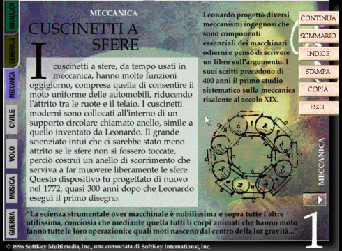 Una sezione della galleria di Leonardo l'inventore